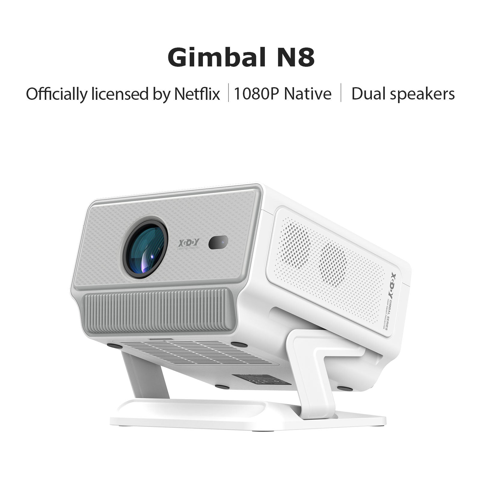 Gimbal N8 Portable Projector With Native 1080P 16GB 2*10W Dual Speakers